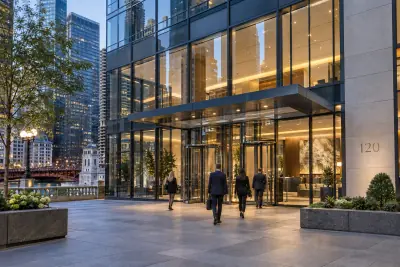 Modern corporate office building exterior in Chicago