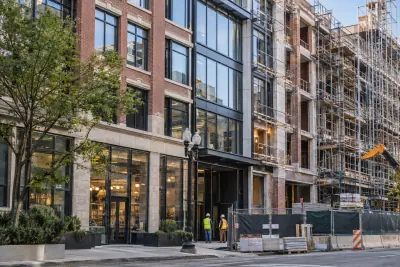 Commercial building during new construction and renovation