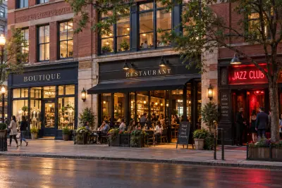 Restaurant and retail storefronts on a Chicago street